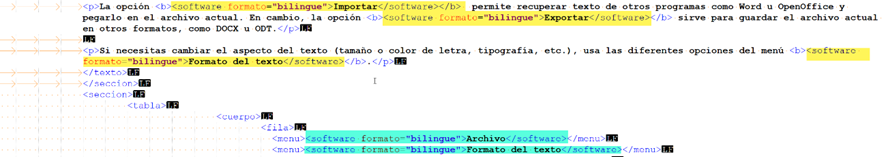 Ejemplos del par de etiquetas con atributo en contextos diferentes